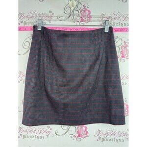Jacob skirt mini blue red  Plaid A-Line Mini Skirt with Red Accents